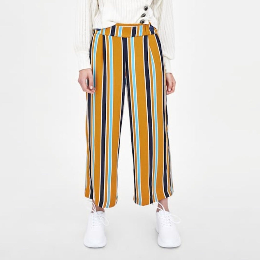 Stripe crop wide leg pant